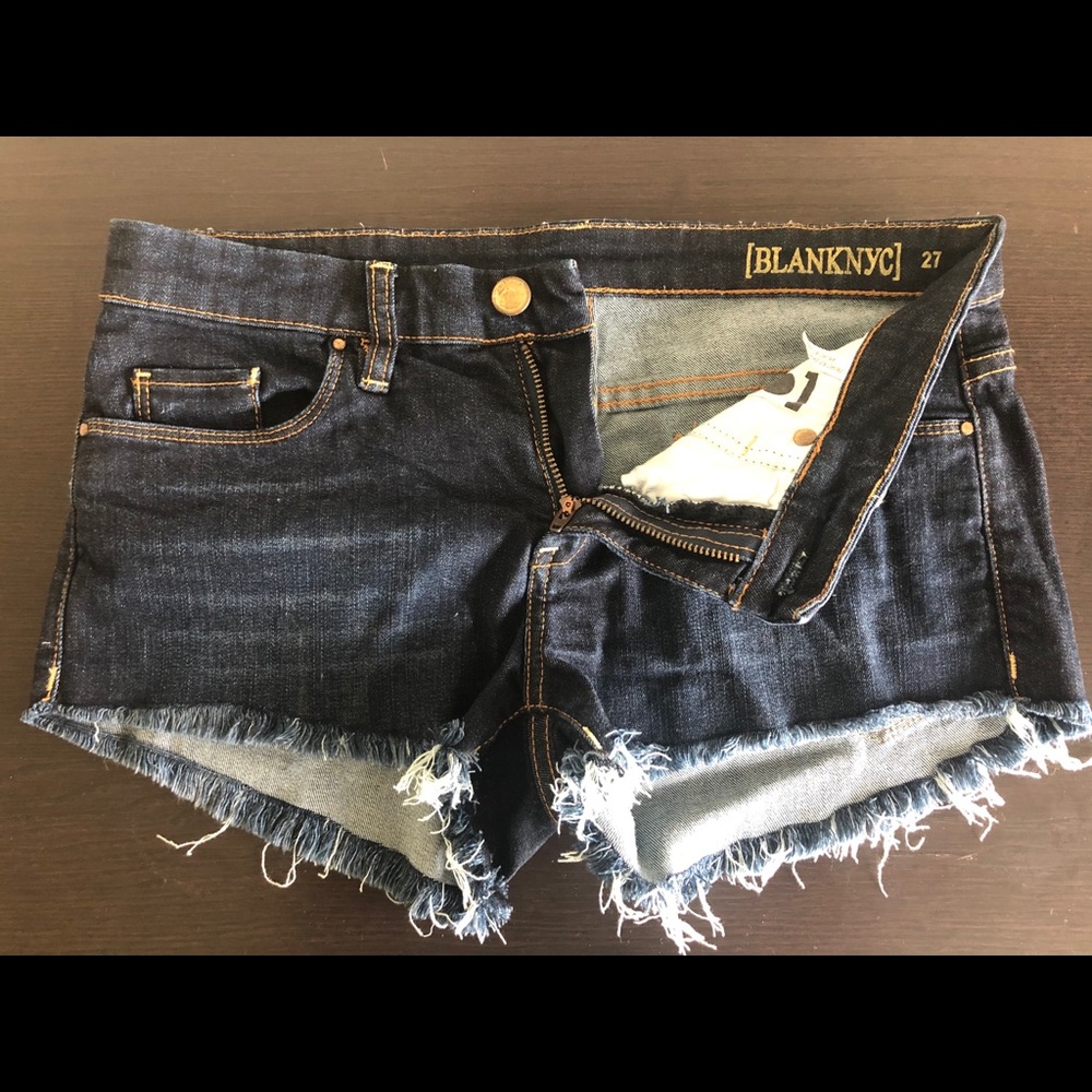BlankNYC Dark Blue Distressed Denim Shorts